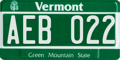 VT license plate AEB022