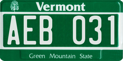 VT license plate AEB031