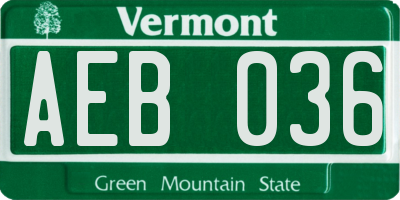 VT license plate AEB036