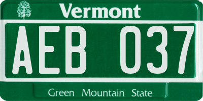 VT license plate AEB037