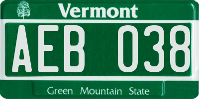 VT license plate AEB038
