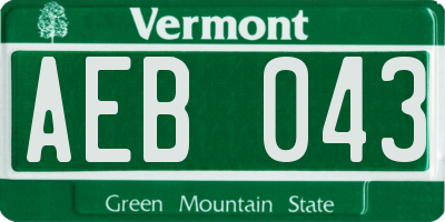 VT license plate AEB043