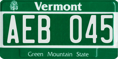 VT license plate AEB045