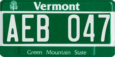 VT license plate AEB047