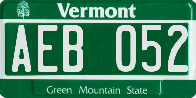 VT license plate AEB052