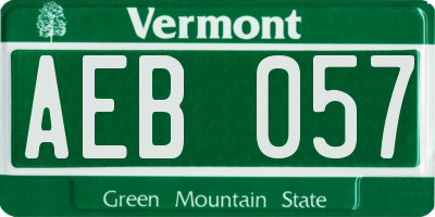 VT license plate AEB057