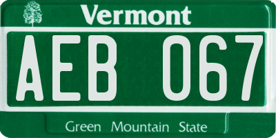 VT license plate AEB067