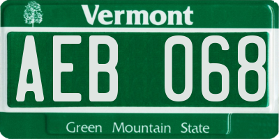 VT license plate AEB068