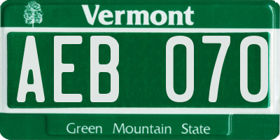 VT license plate AEB070
