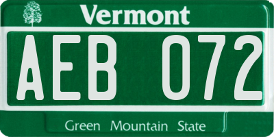 VT license plate AEB072