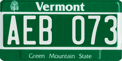 VT license plate AEB073