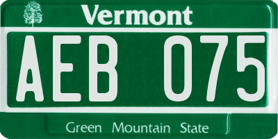 VT license plate AEB075