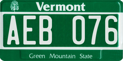 VT license plate AEB076