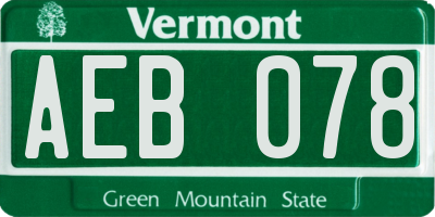 VT license plate AEB078