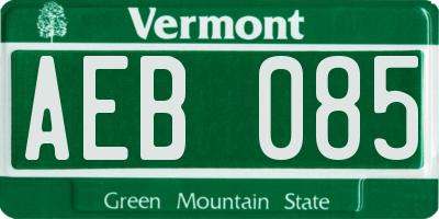 VT license plate AEB085