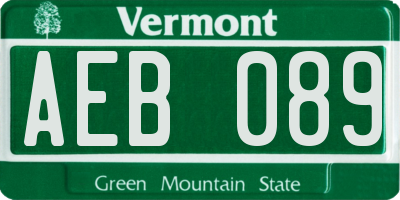 VT license plate AEB089