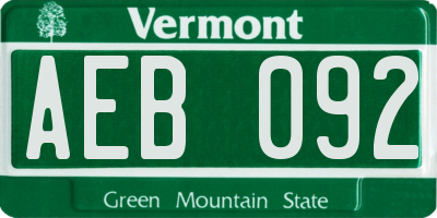 VT license plate AEB092