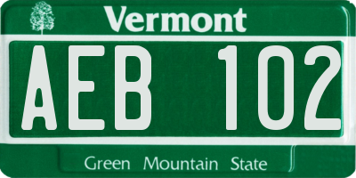 VT license plate AEB102