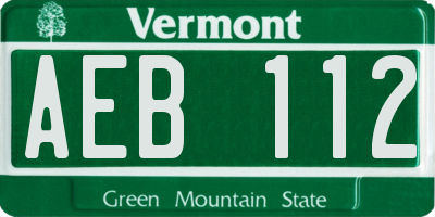 VT license plate AEB112