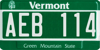 VT license plate AEB114