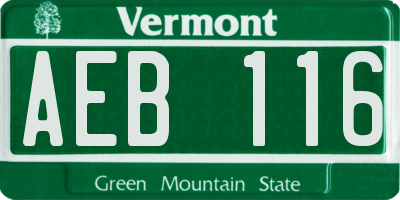 VT license plate AEB116