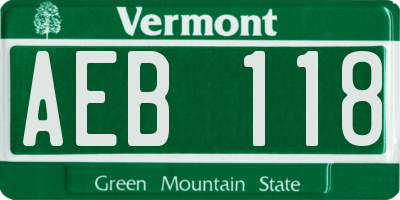 VT license plate AEB118