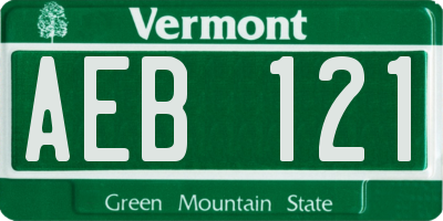 VT license plate AEB121