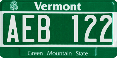 VT license plate AEB122