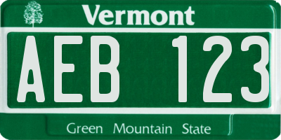 VT license plate AEB123