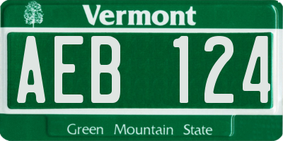 VT license plate AEB124