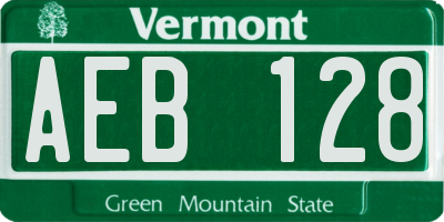 VT license plate AEB128
