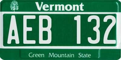 VT license plate AEB132