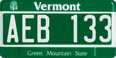 VT license plate AEB133