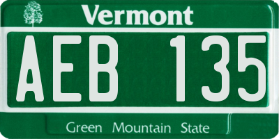 VT license plate AEB135