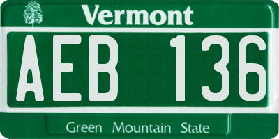 VT license plate AEB136