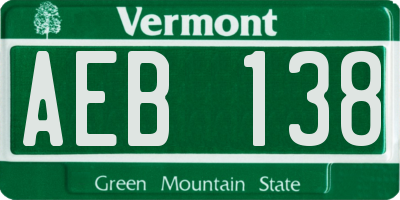 VT license plate AEB138