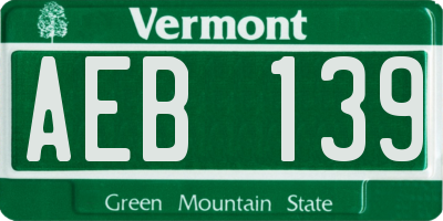 VT license plate AEB139