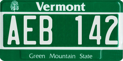 VT license plate AEB142