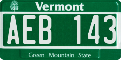 VT license plate AEB143