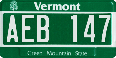 VT license plate AEB147