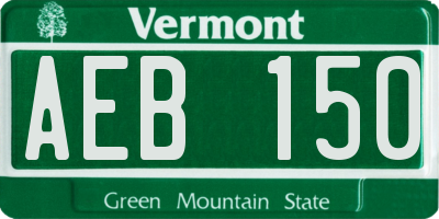 VT license plate AEB150