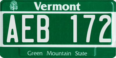 VT license plate AEB172