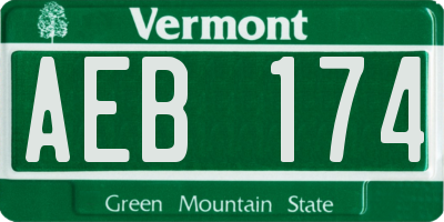 VT license plate AEB174