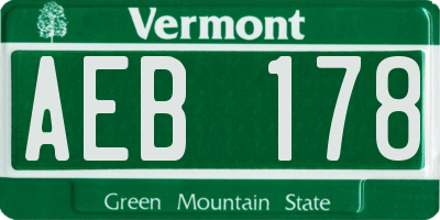 VT license plate AEB178