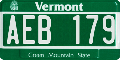 VT license plate AEB179