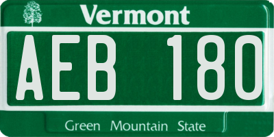 VT license plate AEB180