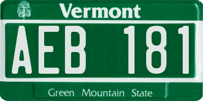 VT license plate AEB181