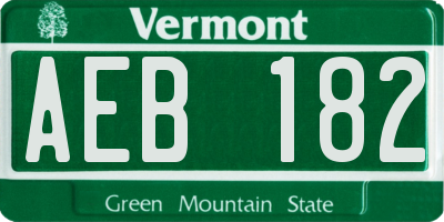 VT license plate AEB182
