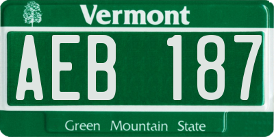 VT license plate AEB187