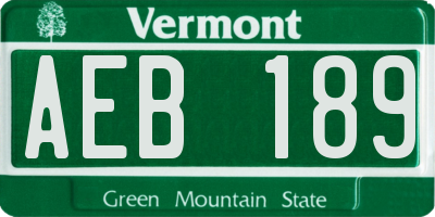 VT license plate AEB189
